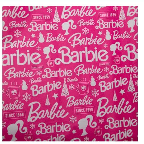 Barbie Logo Christmas Wrapping Paper- 2 Rolls - Picture 1 of 8
